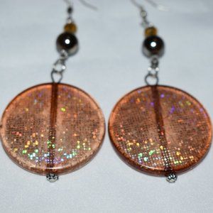 Orange Circle Drop Earrings